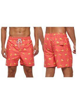 ⭐Mens Swimming Trunks Shorts Sz  M Vacancy Co. Australia Quick Dry lining Orange